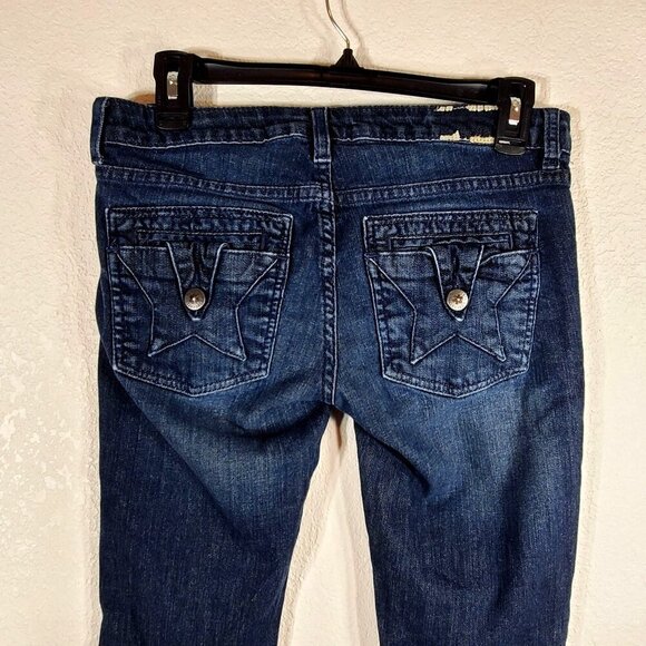 Peoples Liberation Womens Size 26 Distressed Skinny Blue Jeans Star Pocket - Picture 3 of 11